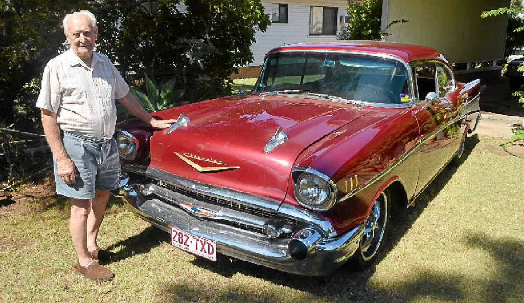 PROUD OWNER: Ces with his recent prize purchase. a 1957 Chevy coupe. PROUD OWNER: Ces with his recent prize purchase. a 1957 Chevy coupe.